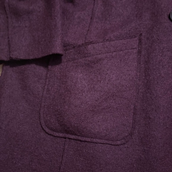 Chico’s Boiled Wool Purple Pea Coat Duster Sweater Pocket Sz 4 XXL - Picture 3 of 9